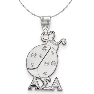 Sterling Silver Alpha Sigma Alpha Small Pendant Necklace - 24 Inch